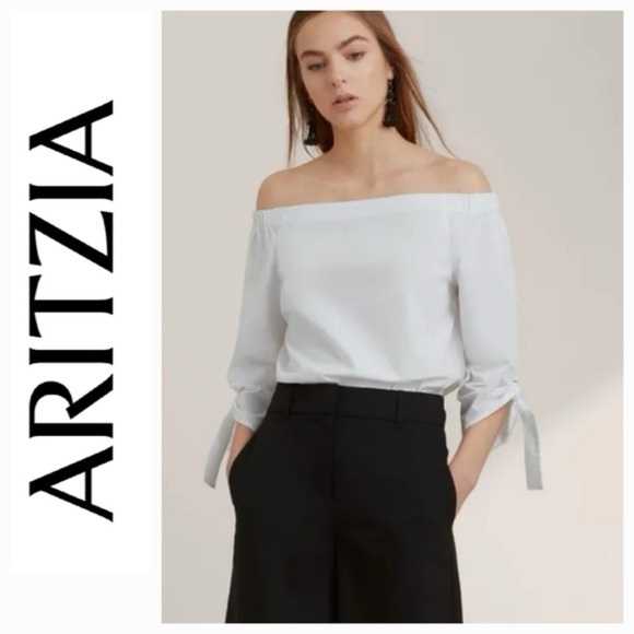 Babaton Tops - Aritzia Babaton Malik Blouse Top Grey Off The Shoulder Size Small Women’s